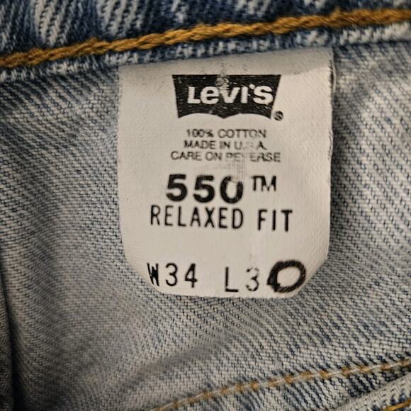 VTG 90s Levis 550 Jeans Mens 34x28 Relaxed fit Denim Light Wash Read - Picture 8 of 9